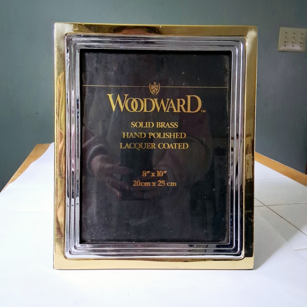 80s Woodward Gold Solid Brass 8x10 Lacquer Coated Vintage Picture Frame Decor